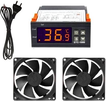 TechSupreme STC 1000 Digital Thermostat 110V Heating Cooling Relay NTC Sensor Incubator Multipurpose Controller Temperature + 2 Mtrs 2 Pin AC Power Cord + 2 X 3 Inch Cooling DC Fan (B09GNKSSVY) Amazon Price History, Amazon Price Tracker