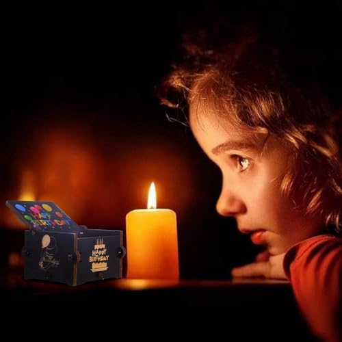 Qaixwuyi Spieluhr Holz Happy Birthday Spieldose Handgekurbelte Spieluhr Retro Musik Spieluhr Geschnitzte Spieldose Mini Handkurbel Spieldose Geburtstagsgeschenk für Familie Freunde