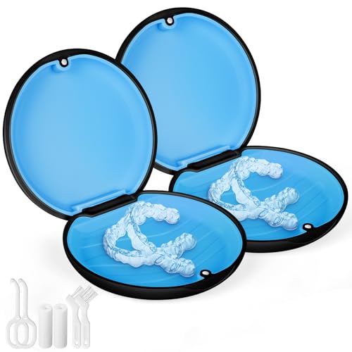 flintronic 2Pcs Caja Férula Dental, Caja Ortodoncia, Caja de Almacenamiento, Funda para Alineadores y Aparatos Dentales, Resistente y Fácil de Limpiar, con 2 Herramientas Ortodoncia