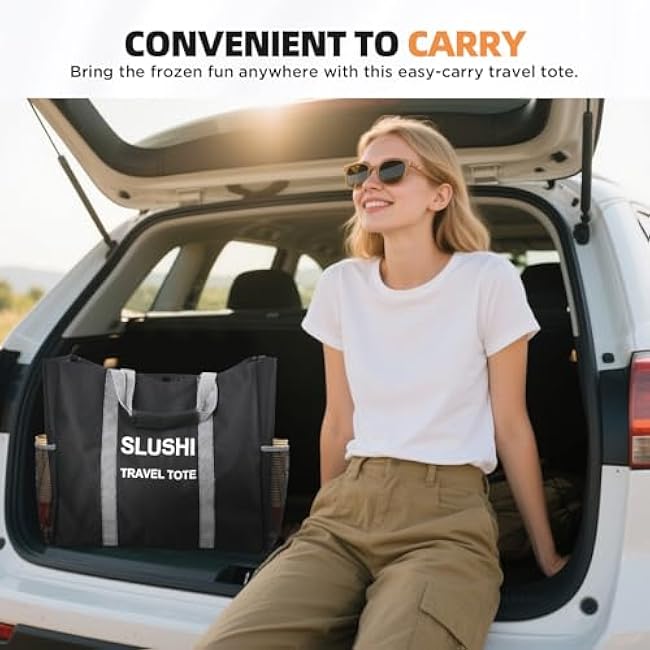 Travel Party Tote for Ninja Slushi Machine FS300 Series and FS299, Slushie Carrying Bag, Slushie Machine Accessories (Black)