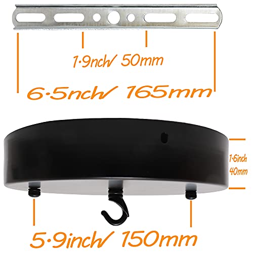 Sturkit 7.9inch Ceiling Canopy Kit with Hook, Ceiling Plate for Pendant Light with All Mounting Hardware,Black - Thumbnail 3