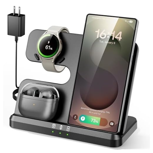Eddibox 3 in 1 Charging Station for Samsung, Wireless Charger Stand for Galaxy S26/S25/S24/S23/Z Fold, Phone and Watch Charger for Samsung Watch Galaxy 8/7/6/5, Galaxy Buds 3/2/Pro