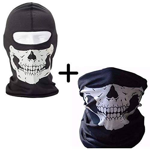 Kit Balaclava Caveira + Bandana Caveira Tatico Militar PM Moto Fantasia Paintball