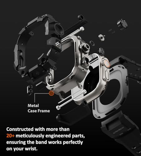 Image of ULTIMAL Rugged Case with Band for Apple Watch 49mm,Compatible with Apple Watch Ultra 3 /2 /1, Military Grade Shockproof Bumper Cover for iWatch Tactical Band Men (Black, 49mm)