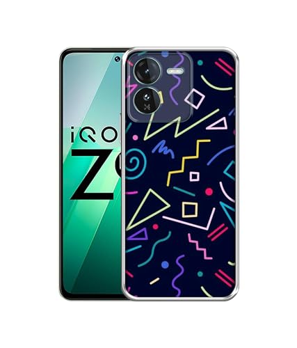 Image of Retro Abstract Printed Silicon Soft TPU Back Case Cover for iQOO Z9 5G, Multicolor