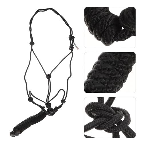 Cabestro para caballos ligero de poliéster negro para manejo seguro 4