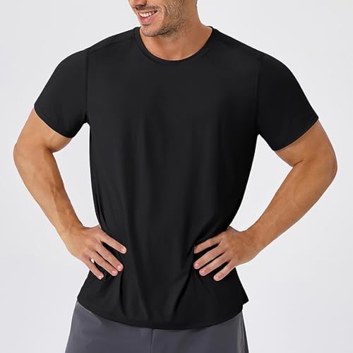 Mens Cooling Ice Silk Running Shirt Quick Dry Short Sleeve Athletic Gym T-Shirts UPF50+ Outdoor Workout Running Tops2
