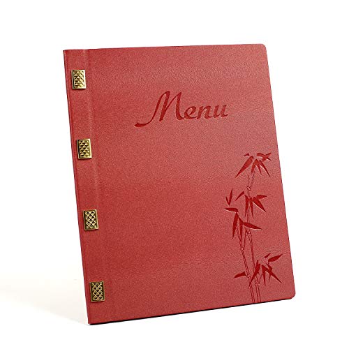 Letter Size 8.5x11 inch menu Covers/Wine List with Logo, Included 5 Poly Pockets,Gift 5 Printing Paper, 30 menus Pack (Watermelon red)