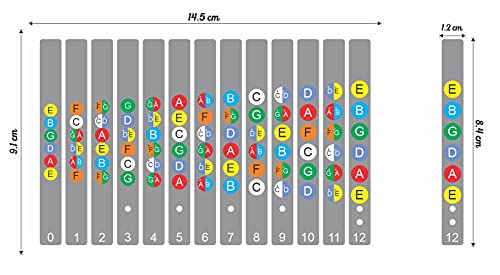Image of CVANU Guitar Fretboard Sticker Fingerboard Fret Note Map Labels Learn Clearly Acoustic-Electric StickerSize(9.1cm X 14.5cm) Multicolor