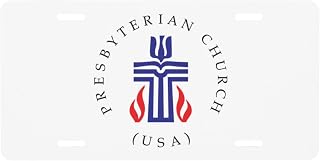 Presbyterian Church Cross Seal Decorative License Plate Aluminum Sign Metal 4 Holes Car Front Frame Tag 6" X 12" in
