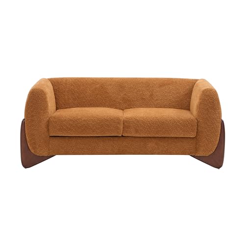 Image of Christopher Knight Home Almad 2 Pieces Sofa Couch Set, Cozy 3-Seater Sofa and Loveseat for Living Room, Upholstered Couch Chair, Soft Seating Lounge Sofa with Wood Frame, Boucle Fabric, Caramel Brown