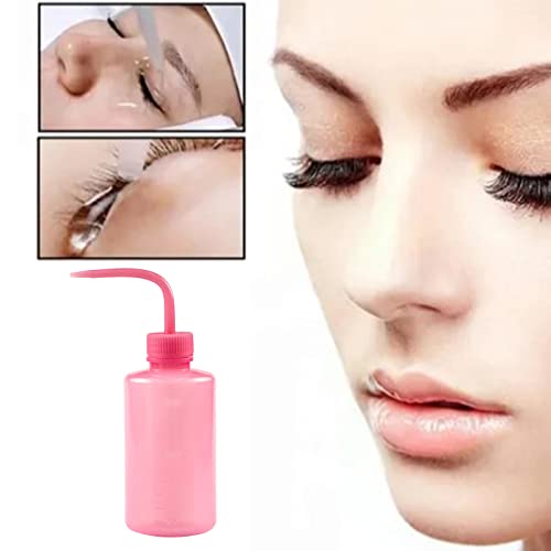 Eyelash Cleaning Bottle, Elbow Spout Empty Plastic Squeeze Wash Bottle for Lash Extension Pink 250ml, #611 - Image 2