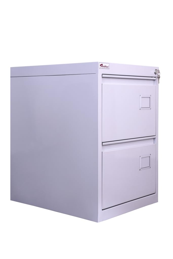 Shubham Furniture 2-Drawer Metal Filing Cabinet | Steel Legal Size File Storage Cabinet with Lock | Space-Saving Home & Office Organizer Off White Durable Unit 1