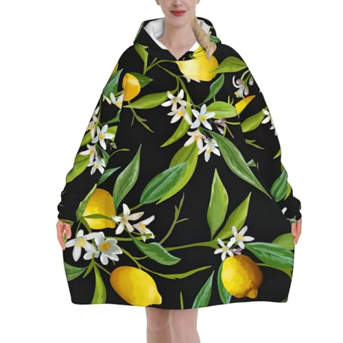 Couverture à capuche imprimé citron pour des soirées cocooning confortables