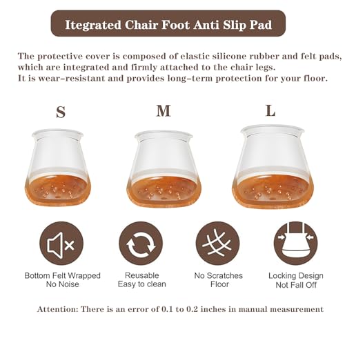 Image of 20 Pack Clear Chair Leg Floor Protectors for Hardwood Floors, Round Rubber Furniture Sliders with Felt, Silicone Furniture Leg Caps Covers(Medium Fit:0.75 inch-1.1 inch