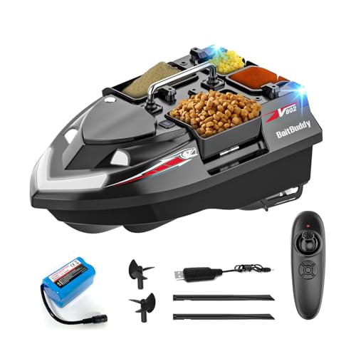 RC Bait Boat&ndash; 500M Remote Control Fishing Boat with 4 Independent Bait Slots, Gyro-Corrected...