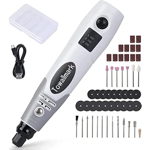 Rotary Tool Kit, Towallmark Cordless Rotary Tool 3.6V with 50 Accessories, USB Rechargeable, 3 Speed Mini Rotary Tool Multi-Purpose for Sanding, Polishing, Drilling, Engraving, DIY Small Projects Cover