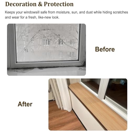 Alfombrilla de PVC premium para ventanas, diseño de madera texturizada adaptable 3