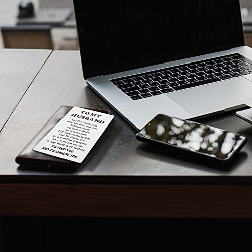 akeke Anniversary Card for Him Husband Wallet Card From Wife Hubby Engraved Wallet Insert Card I Love You Gifts Love Notes for Husband Long Distance Relationship Birthday Gifts for Hubby Him BEC44