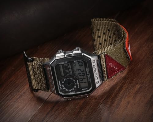 Image of Quick Release Watch Band Strap for Casio F-91W F-94W F-105W F-84W W-735H W-800H SGW-300H SGW-400H A158WA AE-1000W,18mm Leather Hook & Loop Casio strap