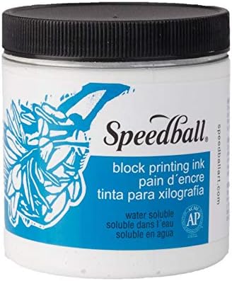 Speedball Water-Soluble Block Printing Ink, 8-Ounce Jar, White