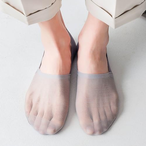 5pairs Velthentic Invisible Breathable Anti-Slip Socks, Men's Ultra Low Cut Mesh No Show Socks Ice Silk Ankle Sock4