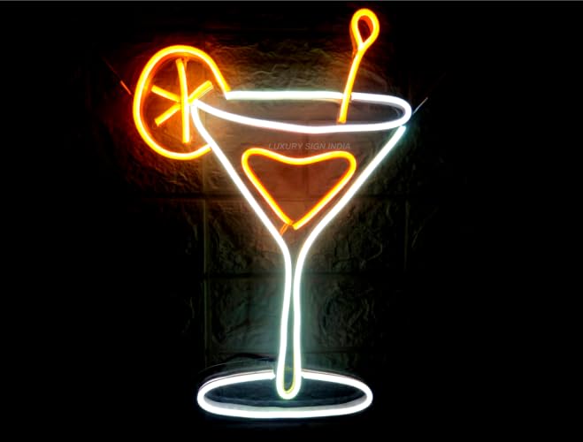 SG PRINT Cocktail Glass Neon Signs LED Lights usb acrylic Cool neon signs for bedroom Wall decor Bar Restaurant Nightclub Valentine's Day Birthday Party 13.2"x15.7"(White & Yellow)-image-43