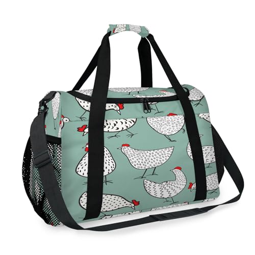 Cartoon chicken Travel Duffle Bag - Waterproof weekend luggage bag, men's sports and fitness bag, delivery hospital storage bag, overnight luggage bag with pull rod cover