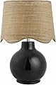BoutiqueRugs Pojezerje Bohemian Ceramic Table Lamp for Bedroom, Bedside Nightstand - Decorative Boho Tabletop Lamp for Living Room - Rattan Shade - Black, Beige