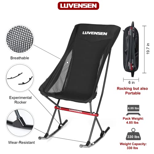 Luvensen Camping Chairs For Adults, Lightweight Foldable Compact Portable Chair, Backpacking Chair, Folding Chairs For Outside, Ultralight High Back Camp Chair, Black #TOP3
