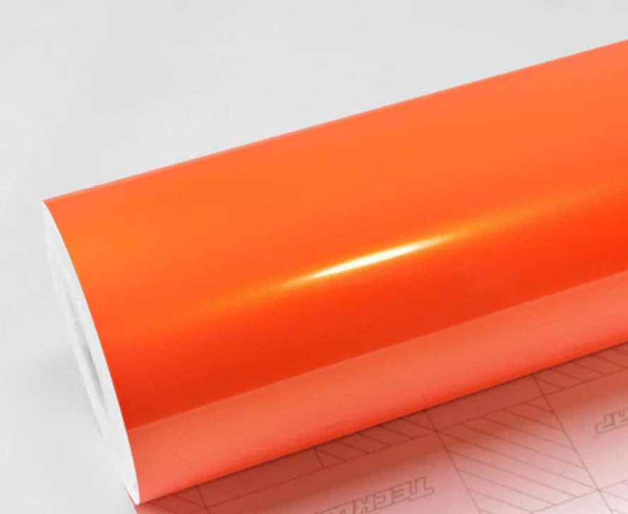 Orange Glossy Wrap Vinyl Car & Bike Wrap Sheet Roll Film Sticker Decal Sticker Self Adhesive Wrap Sticker and Decal Roll Film for Auto Vehicle Motorcycle. (12 x 60_Inch, Orange Vinyl Wrap)