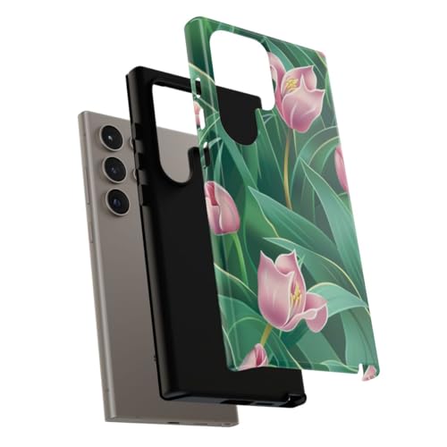 Coque Samsung S24 Ultra fleurie rigide tulipe rose brillante antichoc