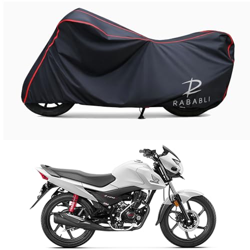 Image of Waterproof Bike Body Cover Compatible for | Honda Livo Disc | Taffeta Fabric, Red Piping Design, Bottom Elastic Fit | Dustproof, Sun UV & Rain Protection for All Bikes