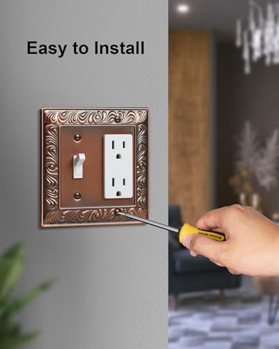 Placas de interruptor de luz decorativa metálicas con patrón cachemira y cubiertas de enchufe 6