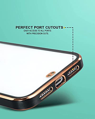 Image of MIDOS Back Cover Compatible with iPhone 14 Chrome Case Soft Silicone Transparent Electroplated Cover for iPhone 14 (Black)