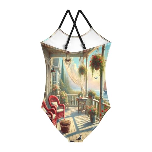 Seaside Balcony Bathing Suits for Girls Kids Swimsuits Summer Beach One Piece Swimsuits Swimwear2