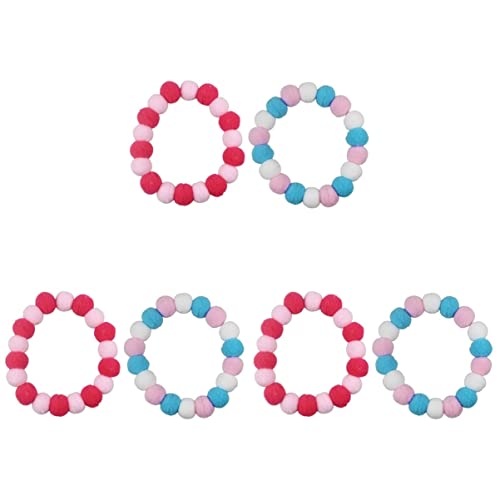 GerRiT 6個 ピンク ネクタイ ペット グルーミング デザイン ボール 小 色 子犬 ランダム 伸縮性 かわいい 誕生日 カラー ビーズ ギフト 猫 ネックレス ジュエリー オーナメント 調節可能 カスタム 安全