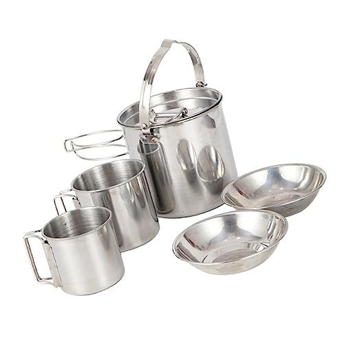 Yardwe Camping Cookware Set Hiking Kettle Collapsible Bowls Picnic Utensils Stainless Steel Cups Outdoor Picnic Portable Durable