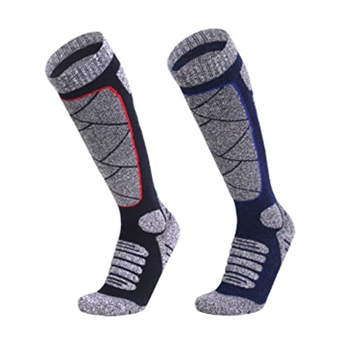 woowin 2 Pairs of Ski Socks Outdoor Sports Thickened Comfortable Mountaineering Socks Towel Bottom Long Socks US Standard Size (5-8)