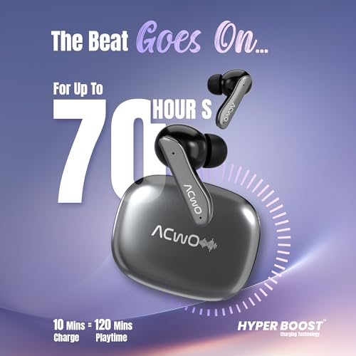 Image of ACwO DwOTS 111 Wireless Earbuds | Up to 75Hrs Battery Life | 10mm Spatial Drivers | Noise-Free Calls with 4 Noise Cancellation Mics | Bluetooth V5.4 | Dedicated Cinematic & Bass Mode (Cadet Grey)