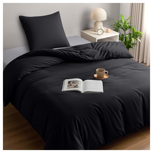 Utopia Bedding Bettwäsche 140x200 Set - Mikrofaser Bettbezug 140x200 cm + 1 Kissenbezug 65x65 cm - Schwarz 2 Utopia Bedding Bettwäsche 140x200 Set - Mikrofaser Bettbezug 140x200 cm + 1 Kissenbezug 65x65 cm - Schwarz