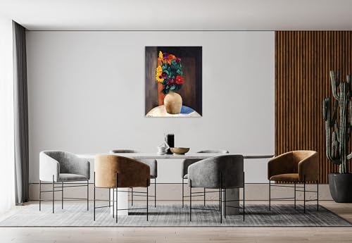 Tableau abstrait fleurs sous cadre 80x105cm pour décoration murale - 4