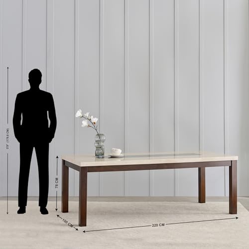 Image of Home Centre | Harmony | Faux Marble Top | 8 Seater Tables | Beige | 1 Year Warranty