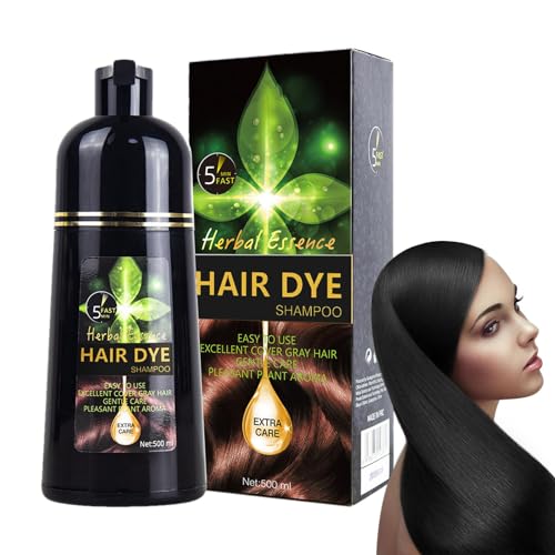 Shampoing 3 en 1 pour teinture capillaire, ingrédients naturels à base de plant, shampoing pour teinture pour cheveux noirs, shampoing pour coloration instantanée pour femmes et hommes, 500 ml