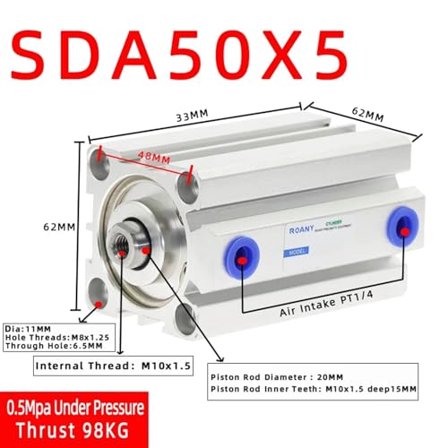 Cylindre pneumatique compact SDA50 évitez les pannes double effet - 3