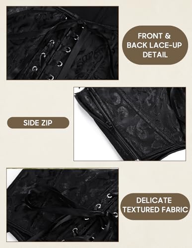 Image of Scarlet Darkness Corset Tops for Women Renaissance Underbust Corset Boned Lace Up Corsets