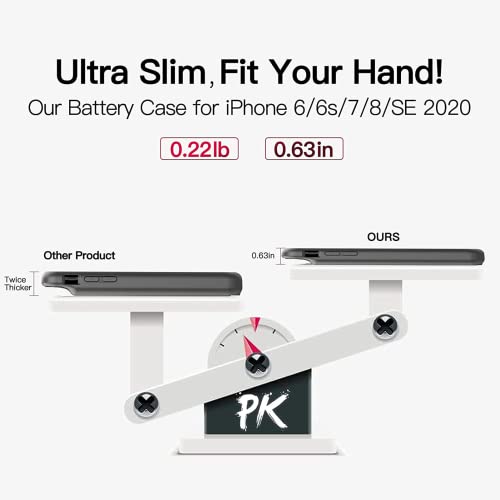 Bopps Battery Case For Iphone 8/7/6S/6/Se/Se 2022, Powerful 6000Mah Ultra Slim Iphone Charging Case 360°Protection Rechargeable Extended Battery Pack Charger Case For Iphone 8/7/6S/6/Se-4.7" Pink #TOP6