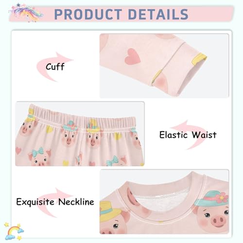 Pajama Sets Long Sleeve Cute Pig Faces with Hats Soft Comfy Sleepwear 2 Piece PJS 3-8T4
