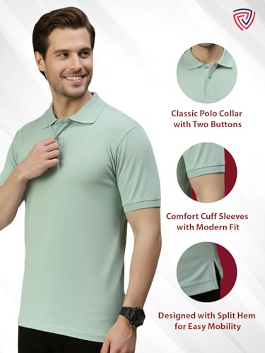 Image of Lux Cozi Men's Cotton Solid Polo Tshirt | Collar Tshirts | Half Sleeves | Stylish & Premium All Day Wear | Pack of 1