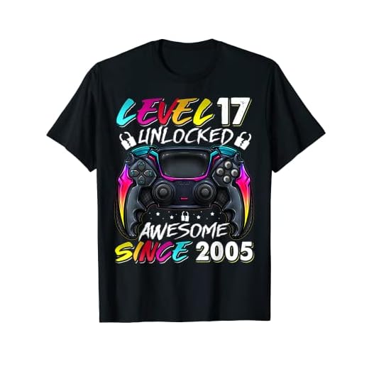 Nivel 17 Desbloqueado Impresionante desde 2005 Juegos de 17 cumpleaños Camiseta